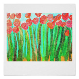 Poster Grandes fleurs rouges - 20 x 20 tirages lustrés