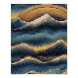 Poster Grandes vagues de kanagawa peinture vintage, vague
