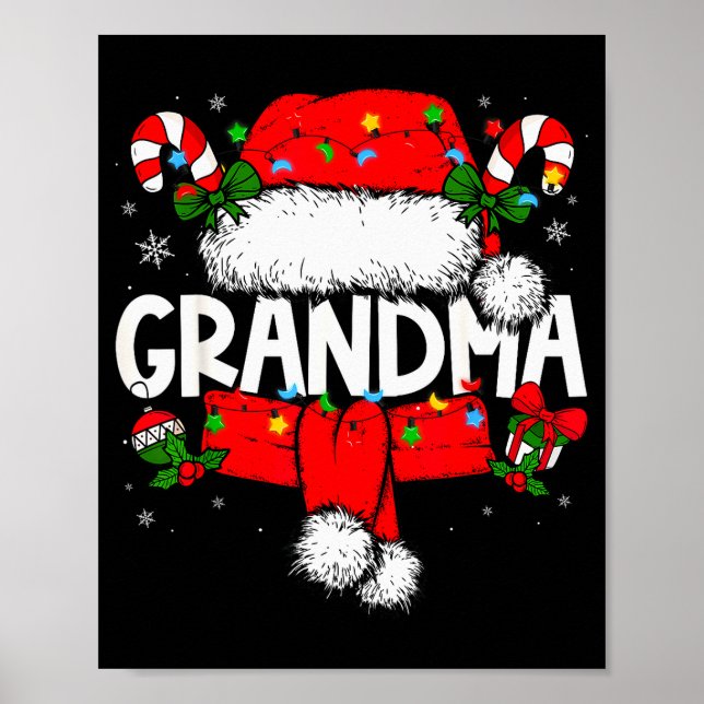 Poster Grandma Christmas Pajama Santa Claus Family Matchi (Devant)