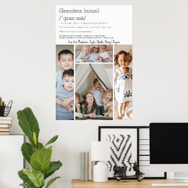 Poster Grandma Définition Personnalisée 4 photo collage (Bureau à domicile)