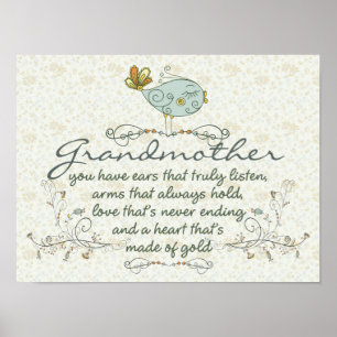 Poster Grandmother Poem with Birds