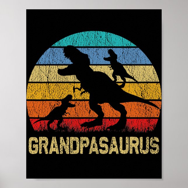 Poster Grandpa Dinosaur T Rex Grandpasaurus 2 enfants (Devant)