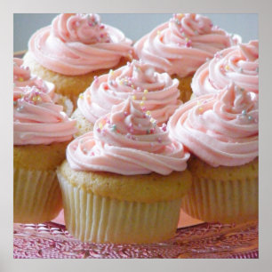 Poster Grands cupcakes roses
