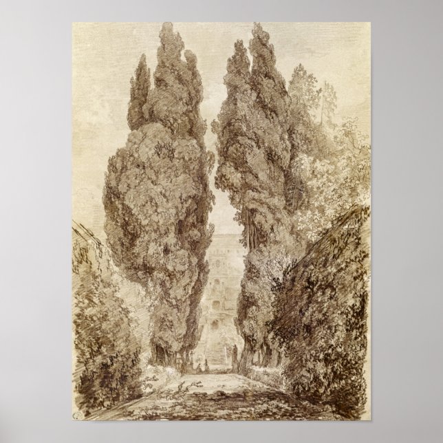Poster Grands Cyprès à la Villa d'Este (Devant)