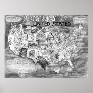 Poster Grands monstres de 48 x 36" des États-Unis