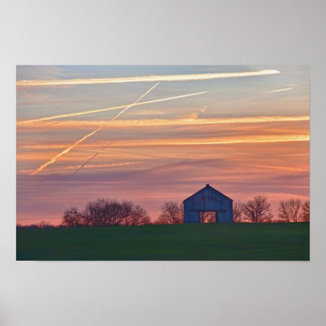 Poster Grange du vieux Kentucky au lever du soleil (Devant)