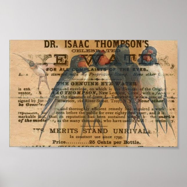 Poster Grange hirondelle Vintage (Devant)