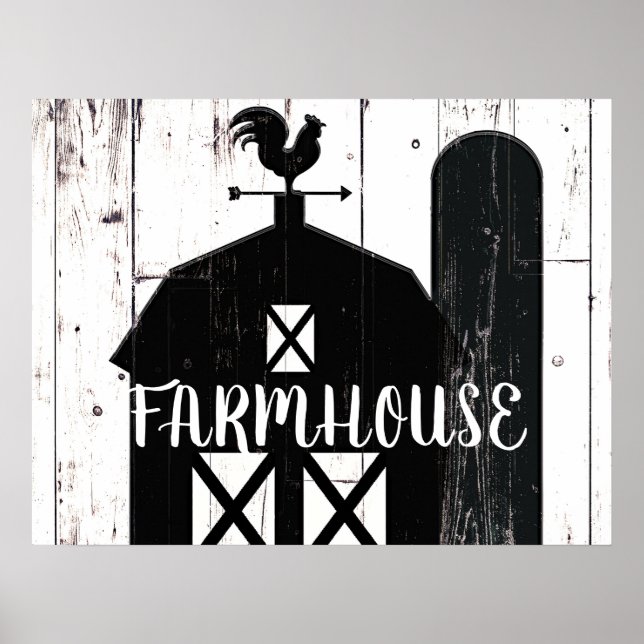 Poster Grange noire Bois blanc Rustique Agritourisme Coun (Devant)