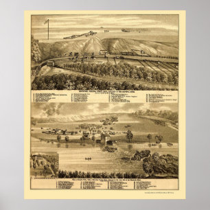 Poster Granite Falls, MN Carte panoramique - 1874