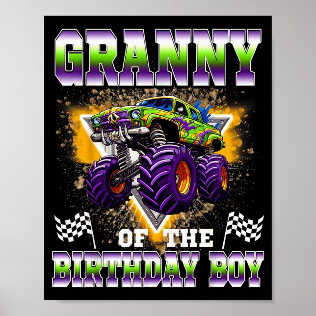 Poster Granny Of The Birthday Boy Monster Truck Birthday  (Devant)