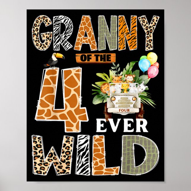 Poster Granny Of The Four Ever Wild Safari 4th Birthday B (Devant)