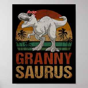 Poster Grannysaurus T Rex Dinosaur Granny Saurus Retro Mo
