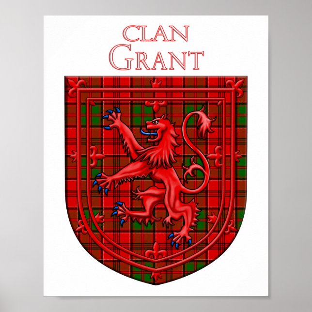 Poster Grant Tartan Scottish Plaid Lion Rampant (Devant)