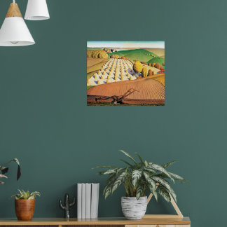 Poster Grant Wood's Fall Plowing