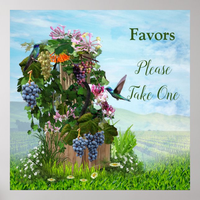 Poster Grapevines, chèvres et colibris (Devant)