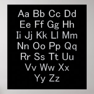 Poster Graphique alphabet argenté et noir