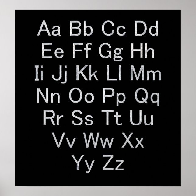 Poster Graphique alphabet argenté et noir (Devant)