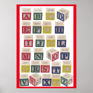 Poster Graphique Alphabet Blocs extra-grands colorés