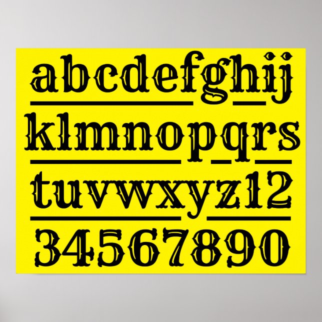 Poster Graphique Alphabet et chiffres (Devant)