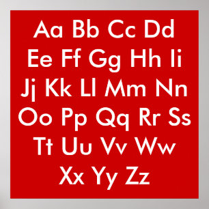 Poster Graphique alphabétique rouge et blanc