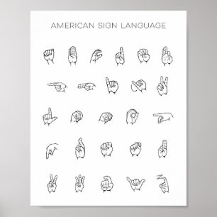 Poster Graphique ASL en langage des signes américain