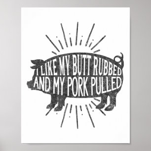 Poster Graphique Bbq Drôle J'Aime Mon Bouton Et Ma Por