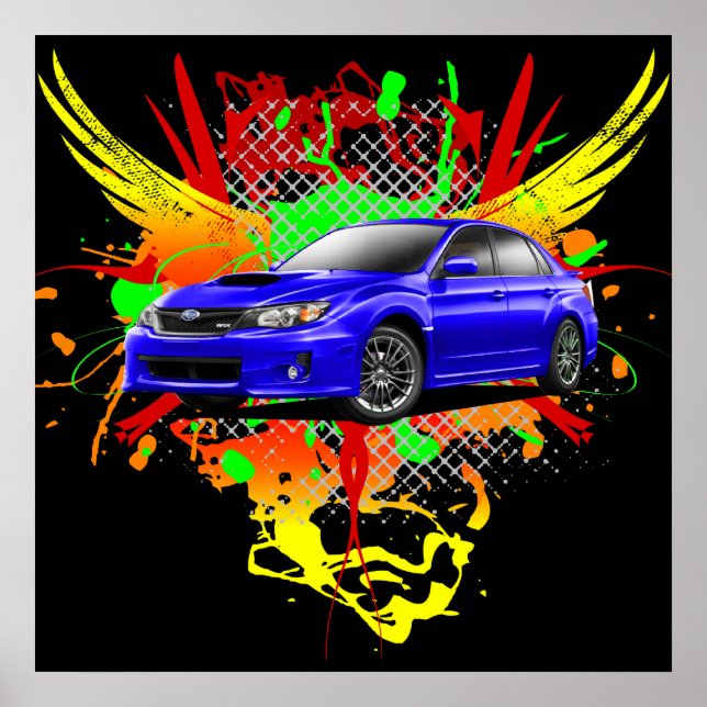 Poster graphique bleu WRX Impreza 2011 (Devant)