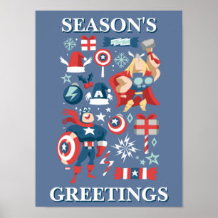 Poster Graphique cadeau Captain America & Thor Holiday