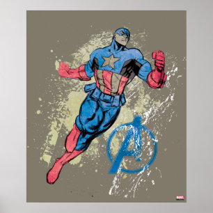Poster Graphique Captain America Avenger Grunge