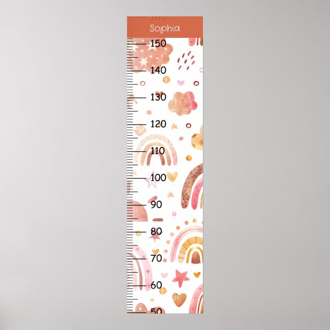 Poster Graphique Centimètre De Croissance Du Boho Arc-En- (Devant)