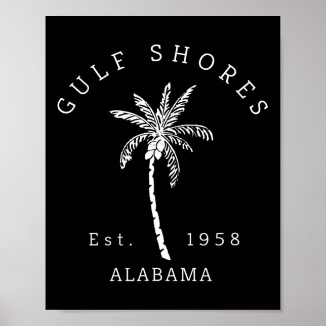 Poster Graphique Cool rétro Gulf Shores Al Beach Palm Tre (Devant)
