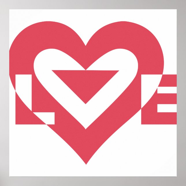 Poster Graphique d'amour cool, rose cerise (Devant)