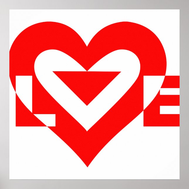 Poster Graphique d'amour cool, Rouge (Devant)