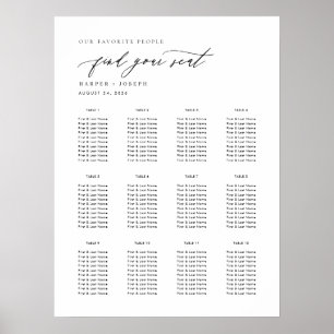 Poster Graphique d'assise du Mariage de script élégant