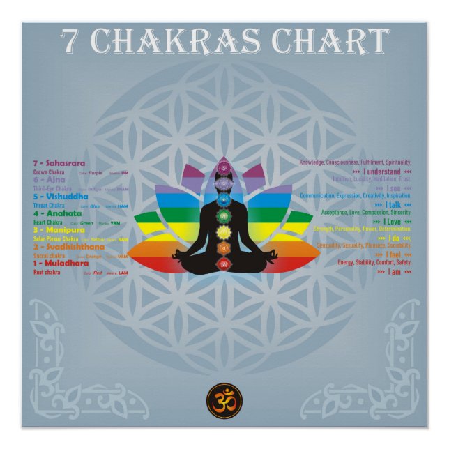 Poster Graphique de 7 chakras (Devant)