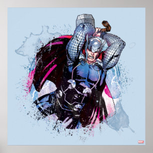 Poster Graphique de caractères d'aquarelle Thor