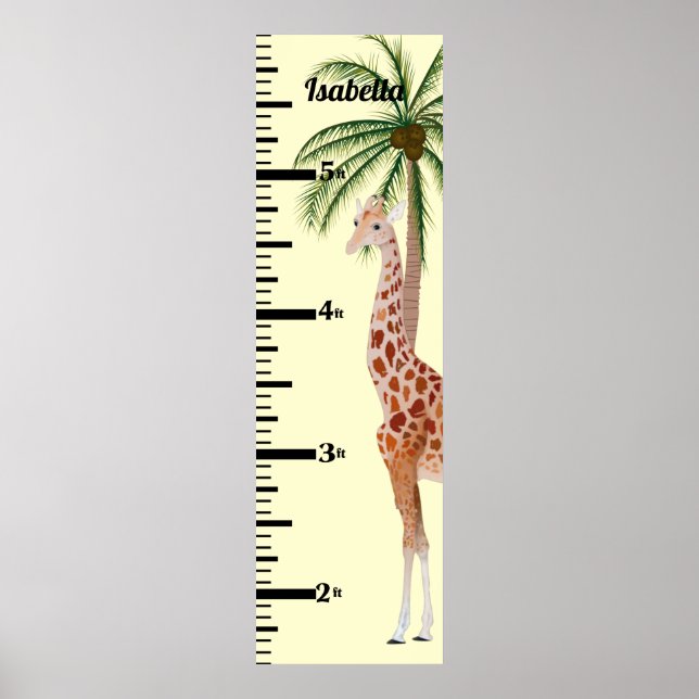 Poster Graphique de croissance de la girafe et des palmie (Devant)