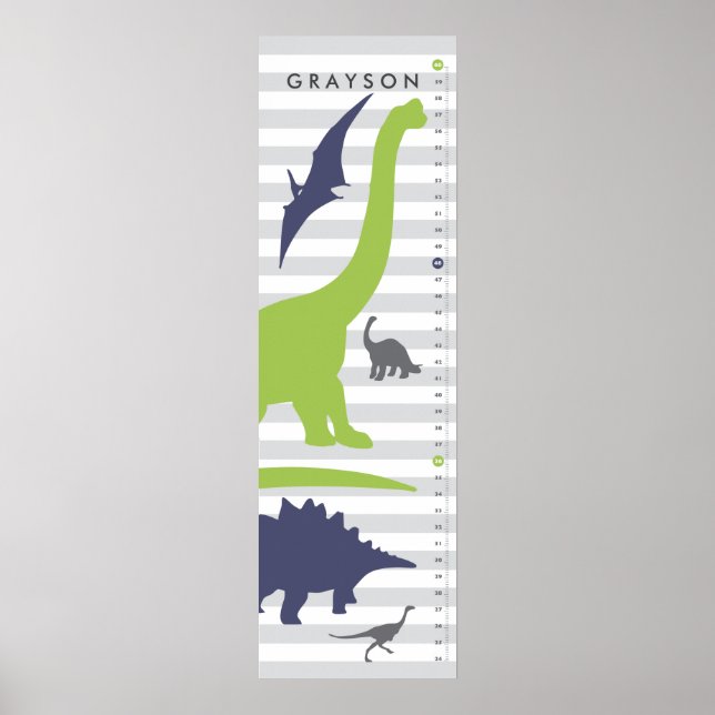 Poster Graphique de croissance de la pépinière de dinosau (Devant)