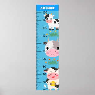 Poster Graphique de croissance de la vache à bébé mignonn