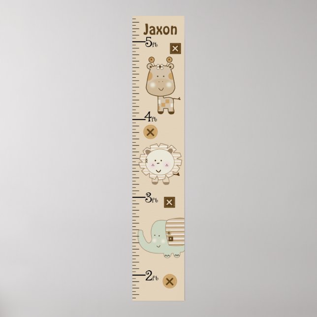 Poster Graphique de croissance des animaux Safari mignons (Devant)