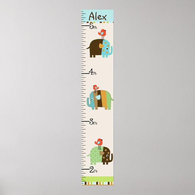 Poster Graphique de croissance des éléphants Gardez à 8x4 (Devant)