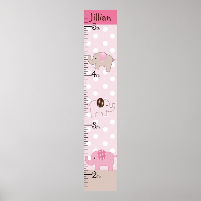 Poster Graphique de croissance des éléphants roses empilé (Devant)
