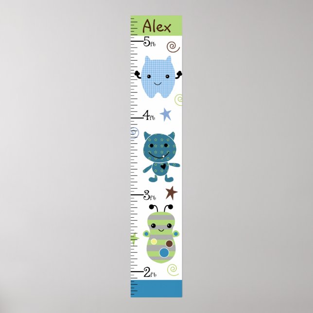 Poster Graphique de croissance des mignons monstres Garde (Devant)