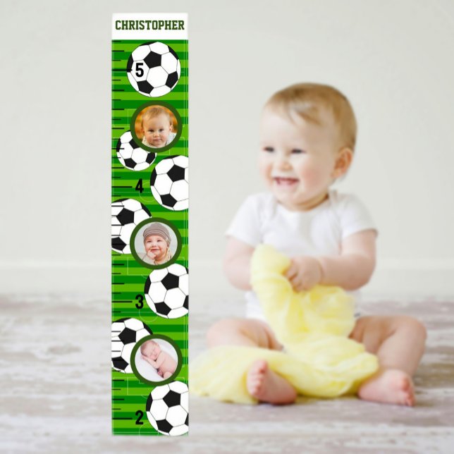 Poster Graphique de croissance Modèle photo de football (Soccer Photo Template Growth Chart)