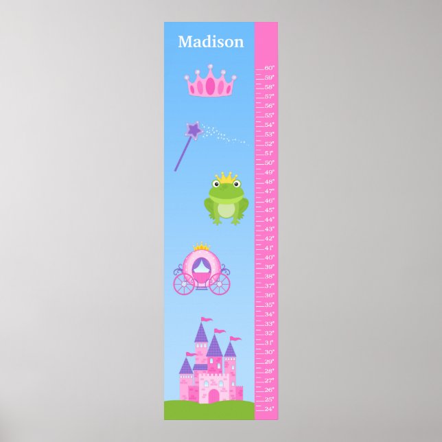 Poster Graphique de croissance pour enfants Princess (Devant)