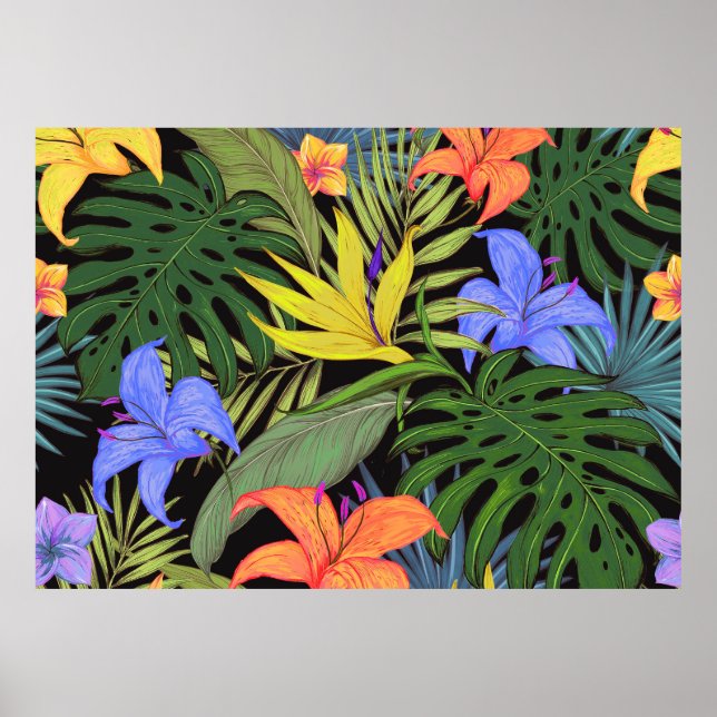 Poster Graphique de fleur d'Aloha de Hawaii tropical (Devant)