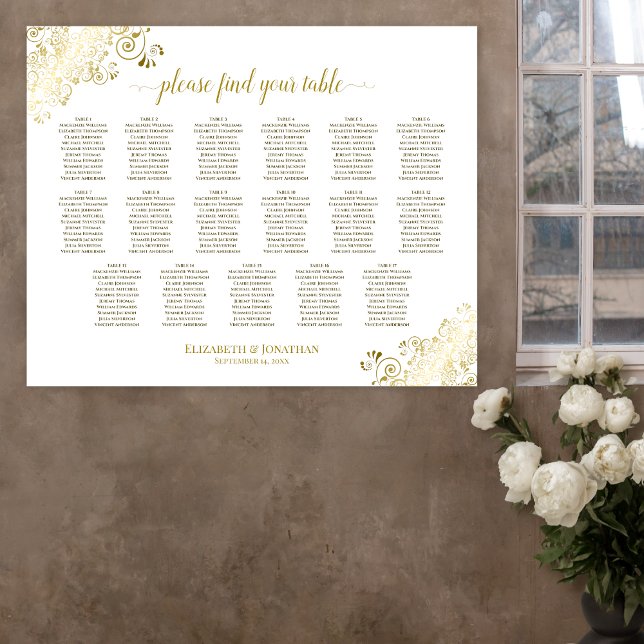 Poster Graphique de placement 17 Table Or Frivole Mariage (In Situ on Wall)