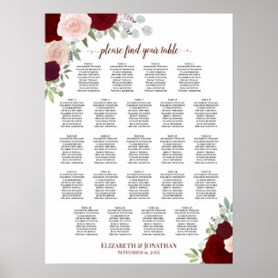 Poster Graphique de placement 23 Table Rouge & Floral Ros