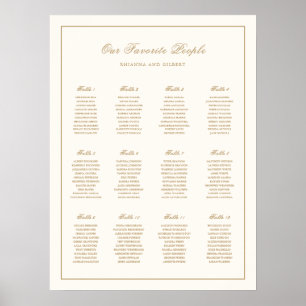 Poster Graphique de placement classique ivoire et or pour