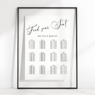 Poster Graphique de placement de mariage à l'écriture sim